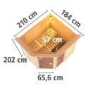 Sauna d'angle FIONA 2 - 4 à 5 places 68mm + couronne lumineuse KARIBU
