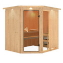 Sauna d'angle FIONA 2 - 4 à 5 places 68mm + couronne lumineuse KARIBU