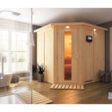 Sauna d'angle FIONA 2 - 4 à 5 places 68mm + couronne lumineuse KARIBU