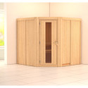 Sauna d'angle FIONA 2 - 4 à 5 places 68mm + couronne lumineuse KARIBU