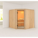 Sauna d'angle FIONA 2 - 4 à 5 places 68mm + couronne lumineuse KARIBU