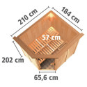 Sauna traditionnel d'angle SIIRIN 4 à 5 places 68mm avec couronne et porte classique KARIBU