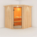 Sauna traditionnel d'angle SIIRIN 4 à 5 places 68mm avec couronne et porte classique KARIBU