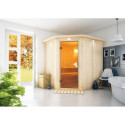 Sauna traditionnel d'angle SIIRIN 4 à 5 places 68mm avec couronne et porte classique KARIBU