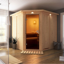 Sauna traditionnel d'angle JARIN 5 à 6 places 68mm KARIBU
