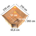 Sauna traditionnel d'angle JARIN 5 à 6 places 68mm KARIBU