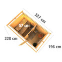Sauna d'extérieur SKROLLAN 1 en bois massif 38mm 4 à 6 places KARIBU
