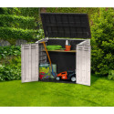 Coffre de jardin multifonctions en résine 1200L toit plat beige - Keter