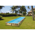Piscine bois rectangulaire 350x1550cm LINEA toute équipée UBBINK