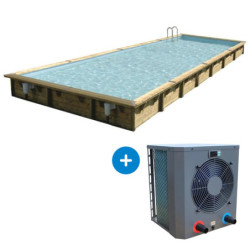 Piscine bois rectangulaire 500x800cm LINEA toute équipée UBBINK