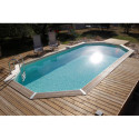 Piscine bois octogonale allongée 400x610cm AZURA toute équipée UBBINK