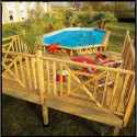 Piscine bois octogonale allongée 400x610cm AZURA toute équipée UBBINK