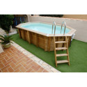 Piscine bois octogonale allongée 400x610cm AZURA toute équipée UBBINK