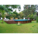Piscine bois octogonale allongée 400x610cm AZURA toute équipée UBBINK