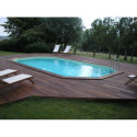 Piscine bois octogonale allongée 400x610cm AZURA toute équipée UBBINK