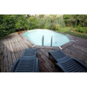 Piscine bois octogonale allongée 400x610cm AZURA toute équipée UBBINK