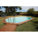 Piscine bois octogonale allongée 400x610cm AZURA toute équipée UBBINK