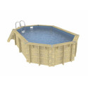 Piscine bois octogonale allongée 400x610cm AZURA toute équipée UBBINK