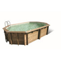 Piscine bois octogonale allongée 400x610cm AZURA toute équipée UBBINK