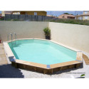 Piscine bois octogonale allongée 400x610cm AZURA toute équipée UBBINK