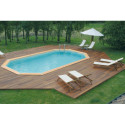 Piscine bois octogonale allongée 400x610cm AZURA toute équipée UBBINK