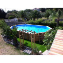 Piscine bois octogonale allongée 400x610cm AZURA toute équipée UBBINK