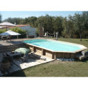 Piscine bois octogonale allongée 400x610cm AZURA toute équipée UBBINK