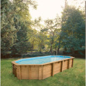 Piscine bois octogonale allongée 400x610cm AZURA toute équipée UBBINK