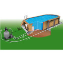 Piscine bois octogonale allongée 400x610cm AZURA toute équipée UBBINK