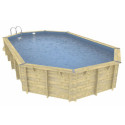 Piscine bois octogonale allongée 400x610cm AZURA toute équipée UBBINK