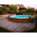 Piscine bois octogonale allongée 400x610cm AZURA toute équipée UBBINK