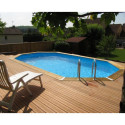 Piscine bois octogonale allongée 400x610cm AZURA toute équipée UBBINK