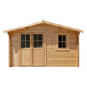 Abri en bois massif 12m² PLUS 28mm traité teinté marron Gardy Shelter