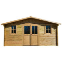 Abri en bois massif 16m² PLUS 28mm traité teinté marron Gardy Shelter