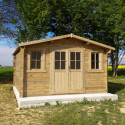 Abri en bois massif 16m² PLUS 28mm traité teinté marron Gardy Shelter