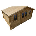Abri en bois massif 19,8m² PLUS 28mm traité teinté marron Gardy Shelter