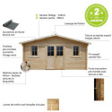 Abri de jardin 16m² PLUS en bois 40mm brut Gardy Shelter