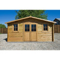 Abri en bois massif 19,8m² PLUS 40mm traité teinté marron Gardy Shelter