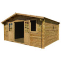 Abri en bois massif 19,8m² PLUS 40mm traité teinté marron Gardy Shelter