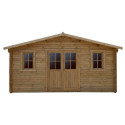 Abri en bois massif 19,8m² PLUS 40mm traité teinté marron Gardy Shelter