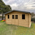 Abri en bois massif 19,8m² PLUS 40mm traité teinté marron Gardy Shelter