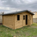 Abri en bois massif 19,8m² PLUS 40mm traité teinté marron Gardy Shelter