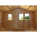 Abri de jardin 12m² PLUS en bois 40mm traité teinté marron Gardy Shelter