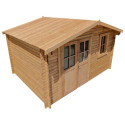 Abri de jardin 12m² PLUS en bois 40mm traité teinté marron Gardy Shelter