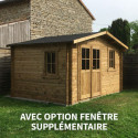 Abri de jardin 12m² PLUS en bois 40mm traité teinté marron Gardy Shelter