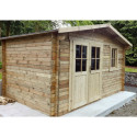 Abri de jardin 12m² PLUS en bois 40mm traité teinté marron Gardy Shelter