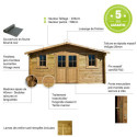 Abri de jardin 16m² PLUS en bois 40mm traité teinté marron Gardy Shelter