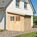 Abri en bois brut adossable 4,18m² Bomlitz 2 + Embase - Karibu