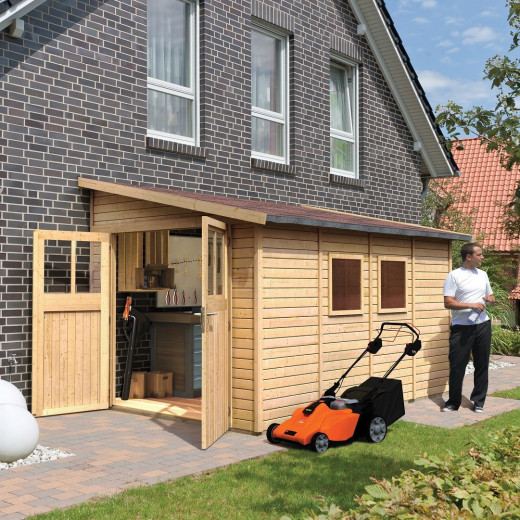 Abri de jardin adossé en bois certifié 8,27m² Bomlitz 4 - Karibu