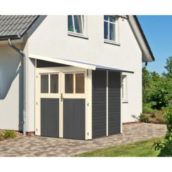 Abri adossé en bois vitrifié gris 3,17m² Wandlitz 2 - Karibu